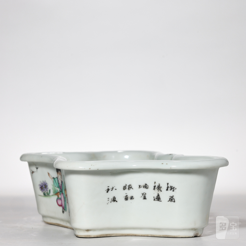 民国 粉彩人物海棠洗 - 图4